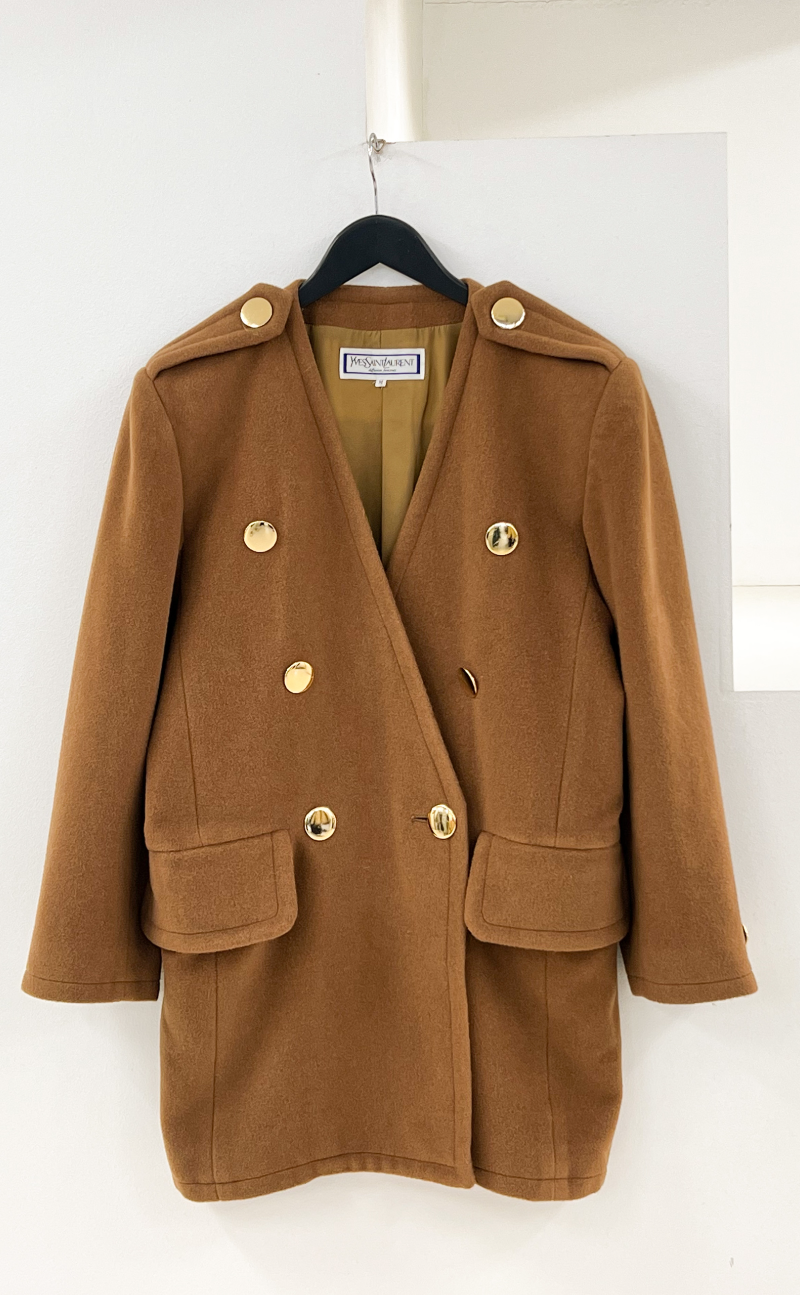Yves Saint Laurent gold button coat