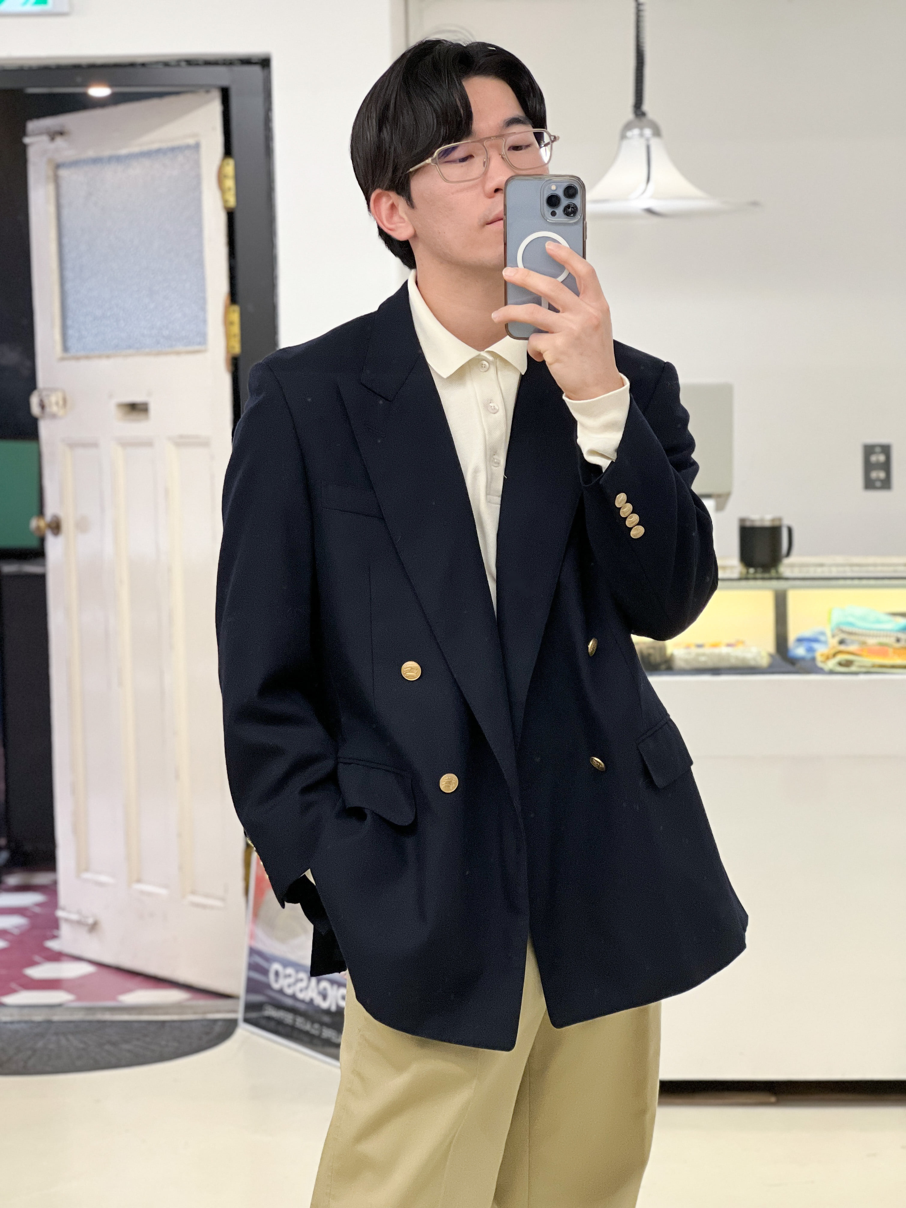 Burberry navy gold button jacket