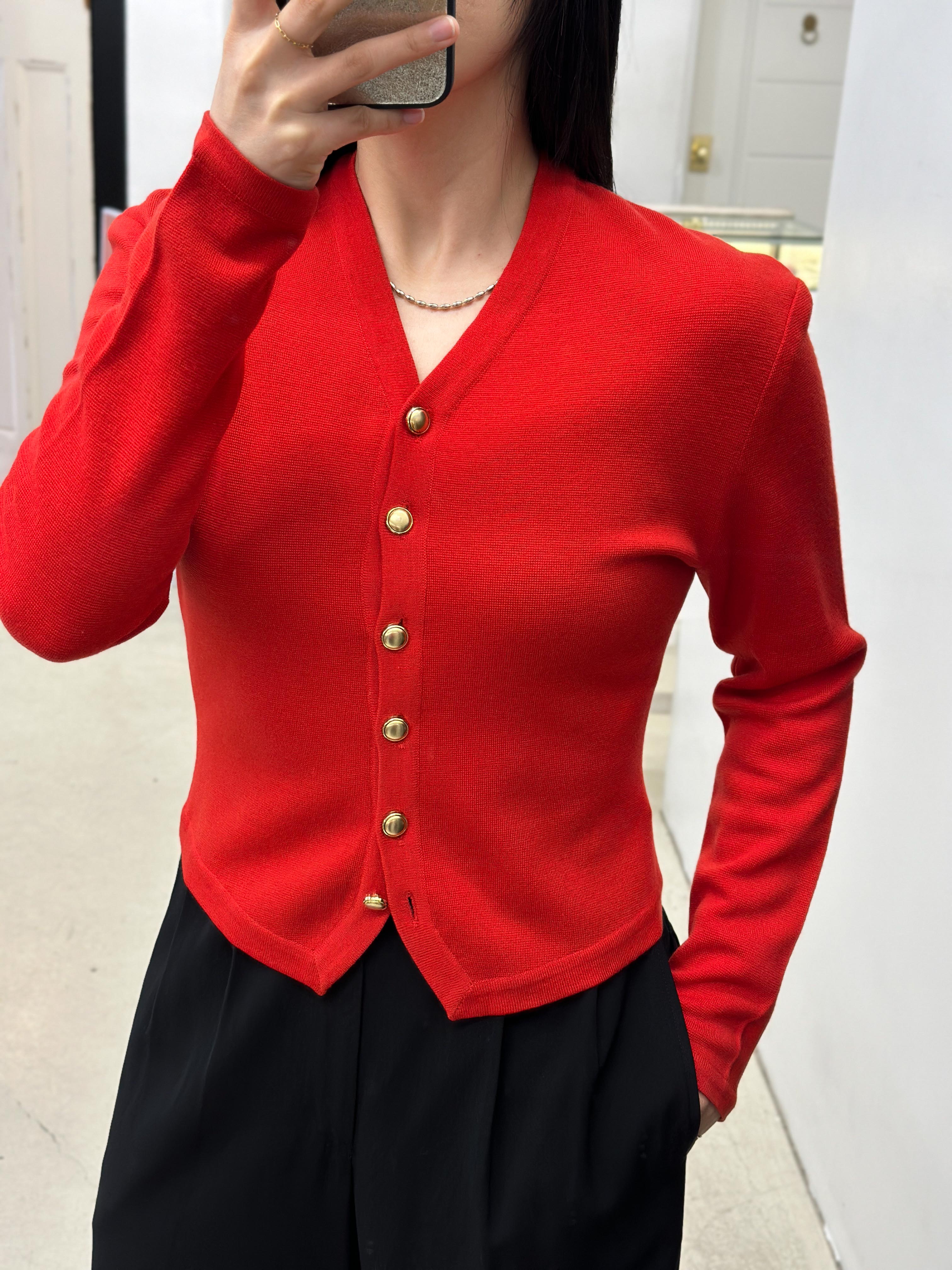 Dior red cardigan