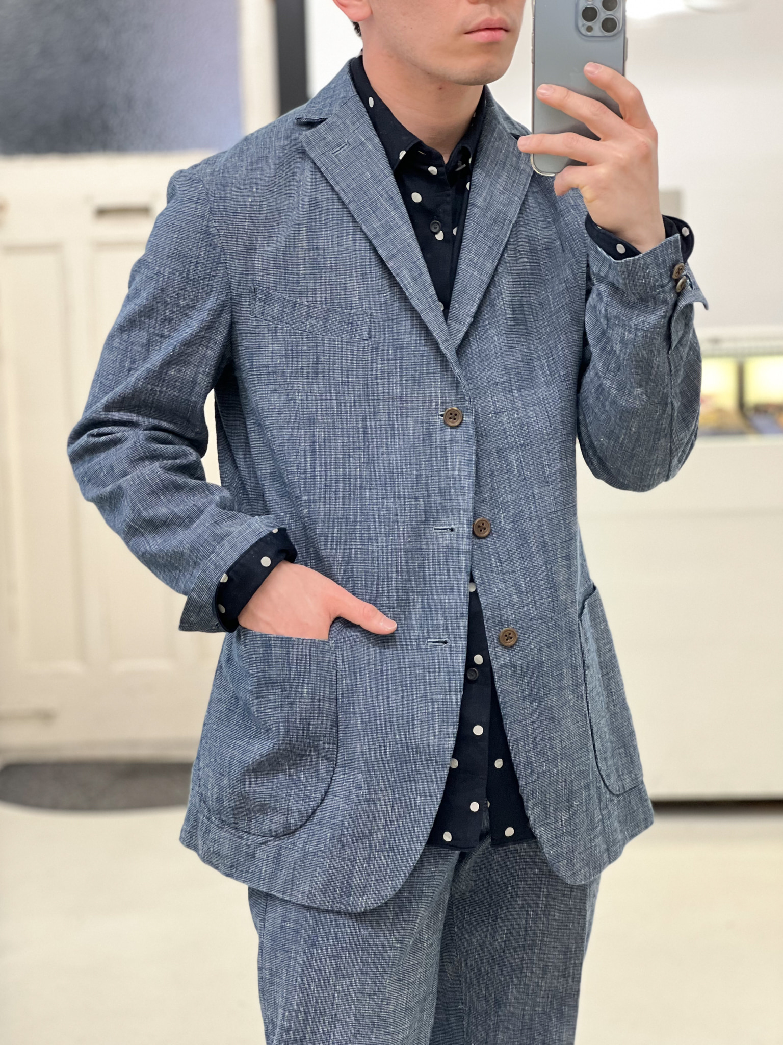 45R linen cotton suit