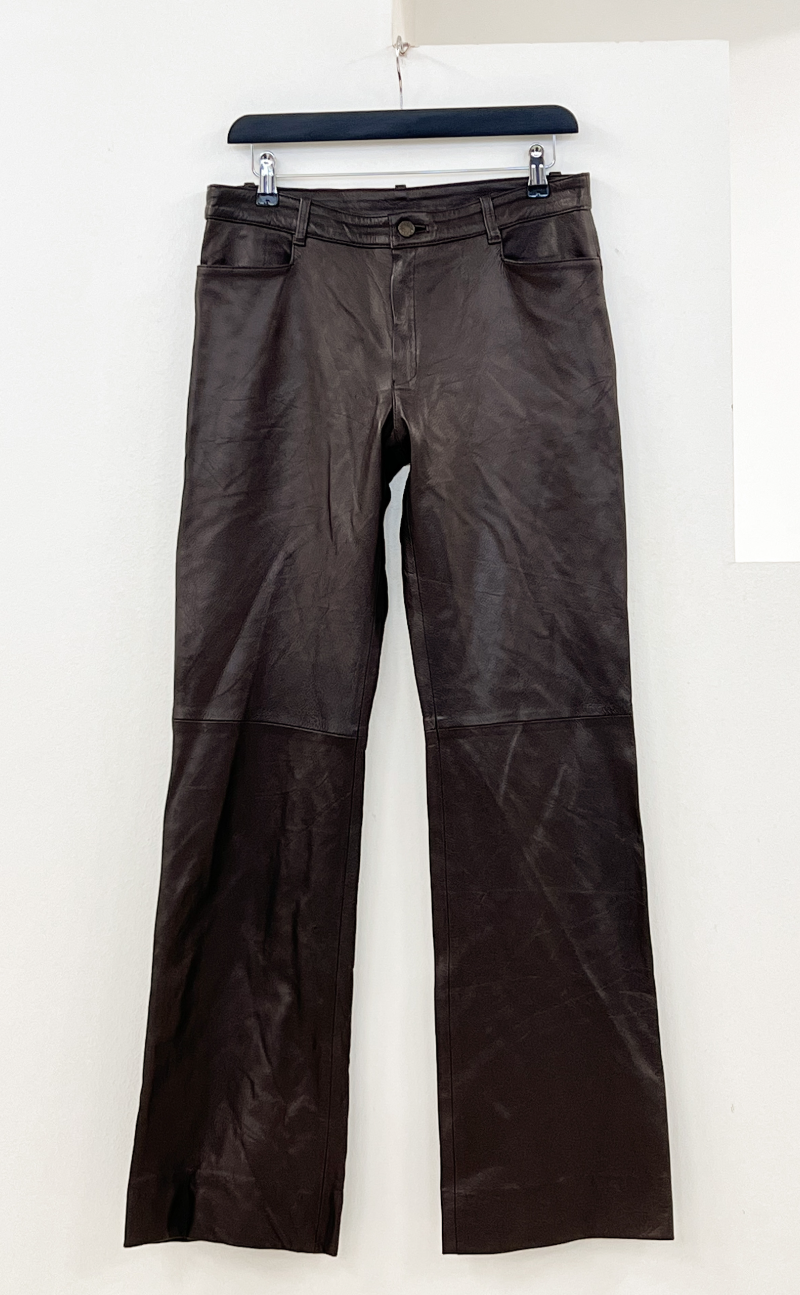 Leather mid-rise pants