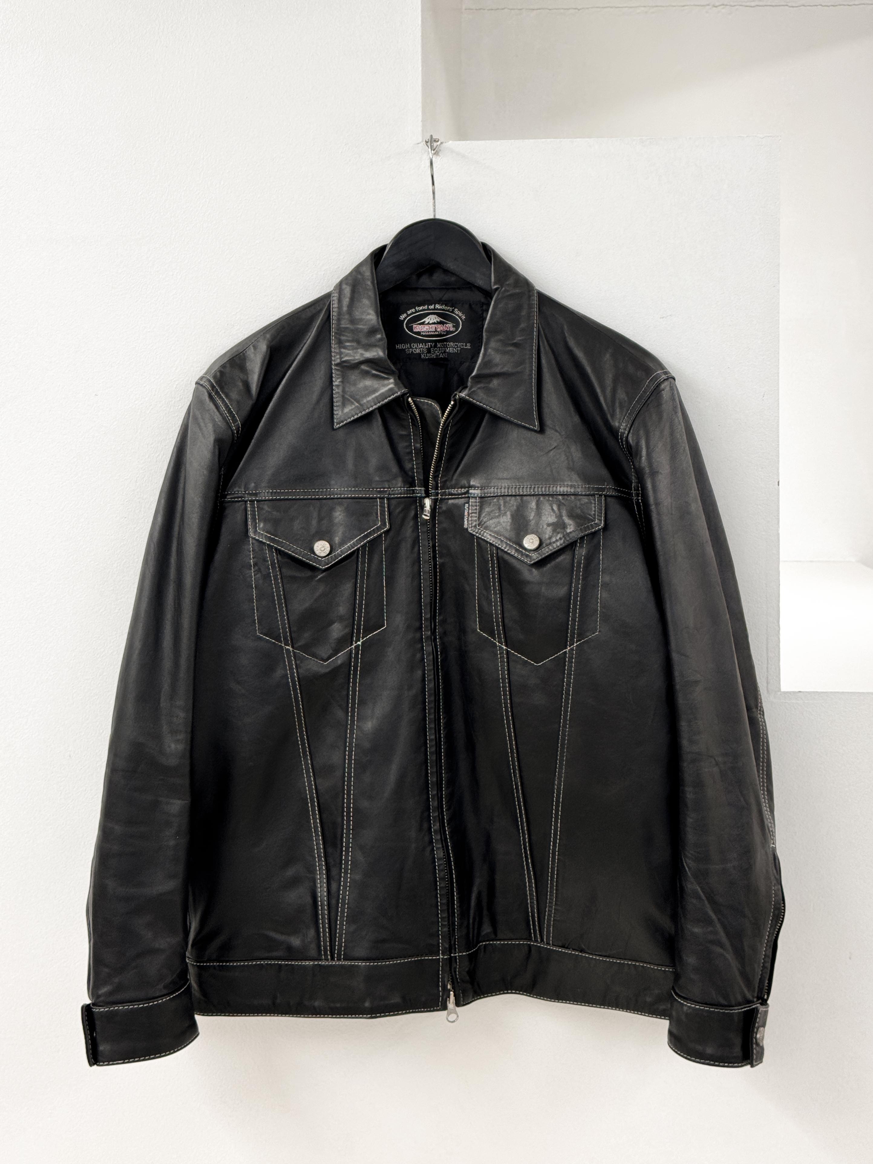 Horsehide leather trucker jacket